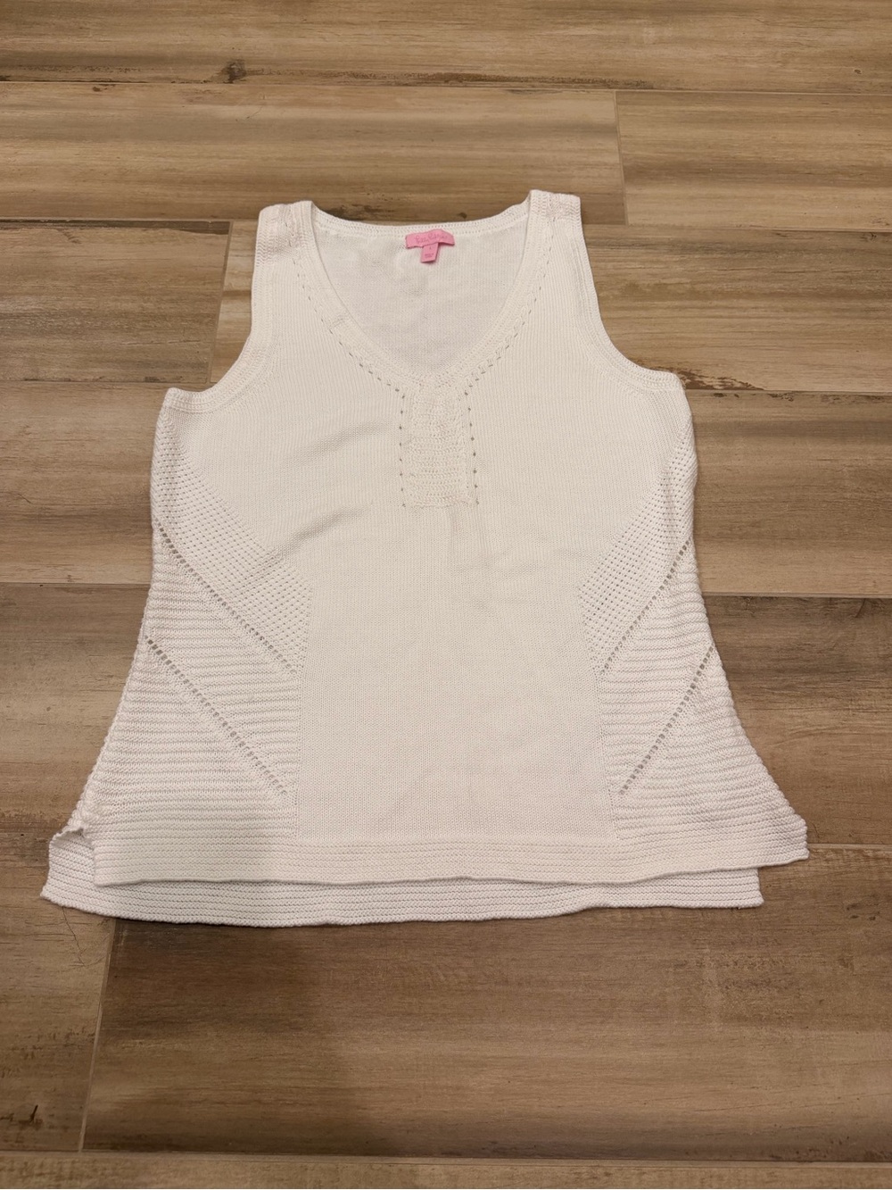 Women's White Knit Lilly Pulitzer V-Neck Tank Top